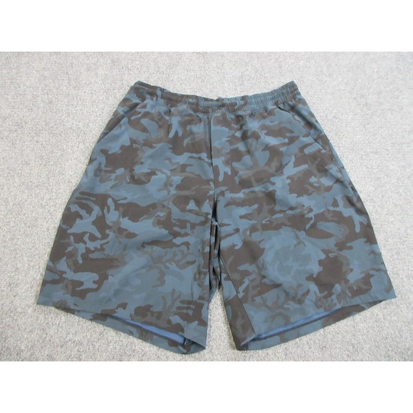 Lululemon Shorts Mens Large Blue Gray Camo Lined Athletic Training Running Gym - Picture 1 of 14